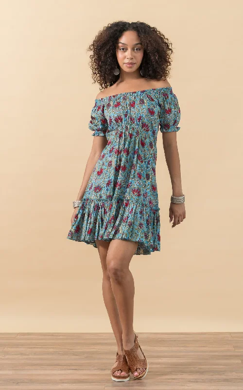 Floral midi dress-Adelita Dress, Short, Cap Sleeve, Mia's Garden