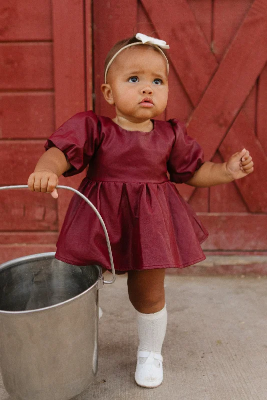 Corset sundress-Baby Bebe Vegan Leather Dress Set in Oxblood - FINAL SALE