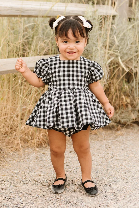 Tiered prom dress-Baby Cupcake Dress Set in Black Gingham - FINAL SALE