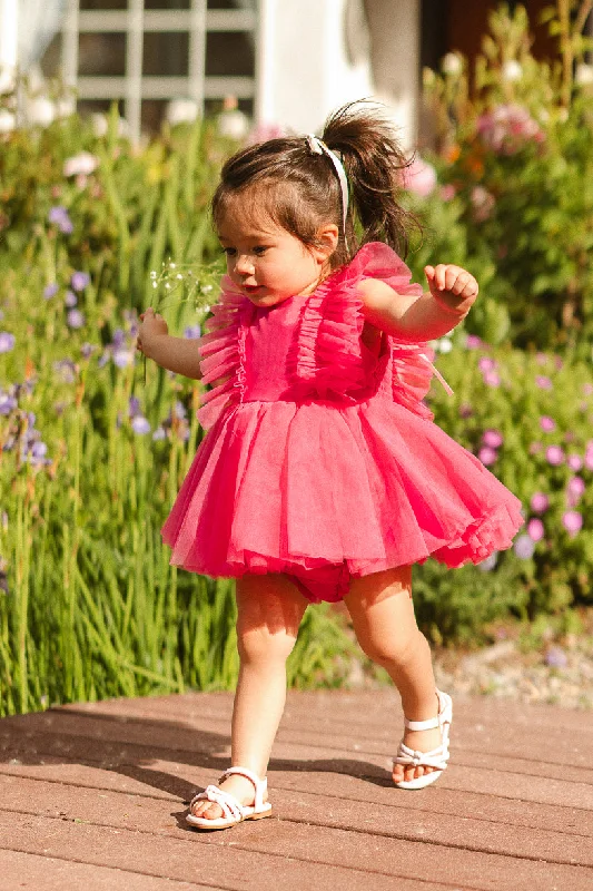 Polka dot evening dress-Baby Fairy Garden Dress Set in Pink - FINAL SALE