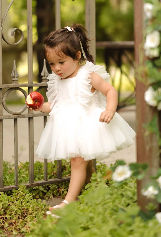 Fringe evening dress-Baby Fairy Garden Dress Set in White - FINAL SALE