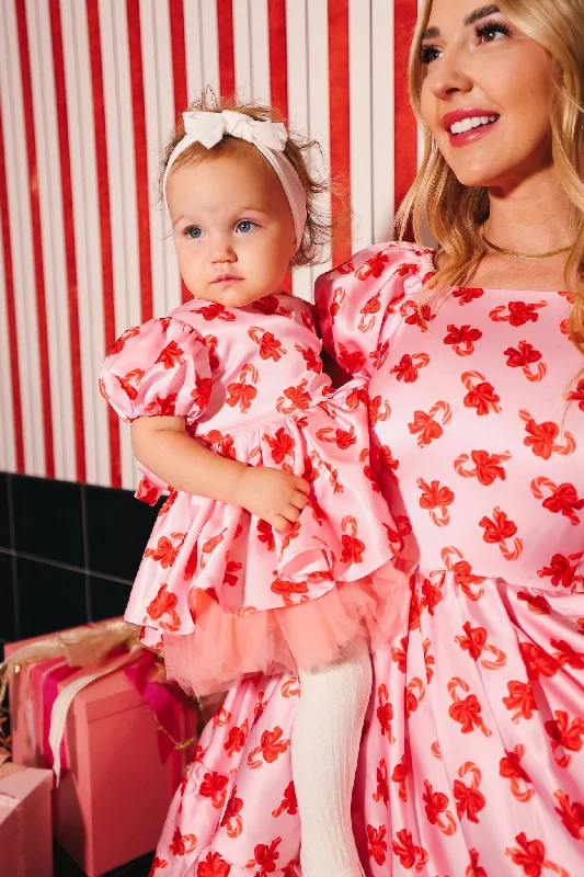 Pleated party dress-Baby Scottie Dress in Candy Canes