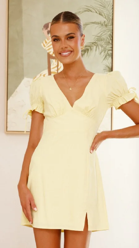 Shift dress with pockets-Breigh Mini Dress - Lemon