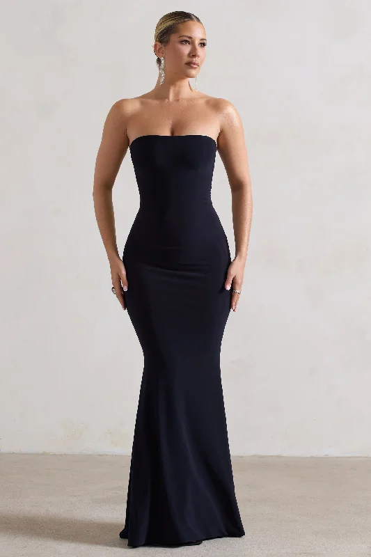 Button-down dress-Ceremony | Navy Bandeau Fishtail Maxi Dress