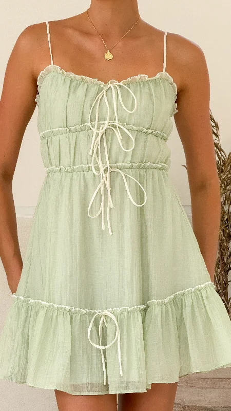 Fringe party dress-Halo Mini Dress - Sage