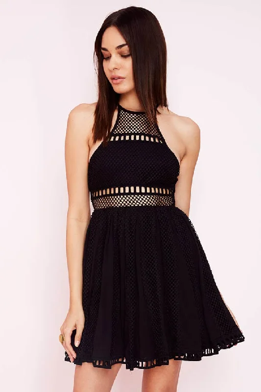 Tiered midi dress-Harmoni Net Fit and Flare Dress Black