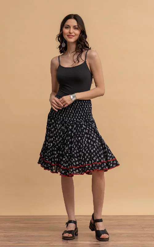 Short sleeve sundress-Macarena Skirt, Mini, Black Calico