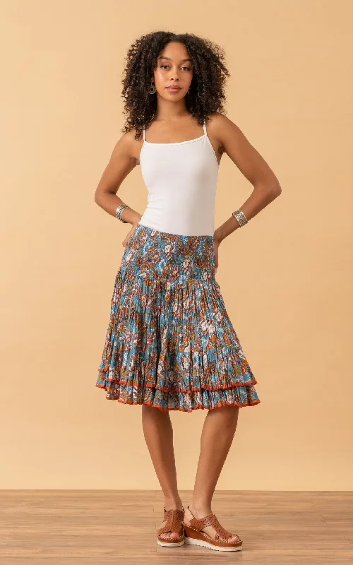 Floral party dress-Macarena Skirt, Mini, Blue Tegan