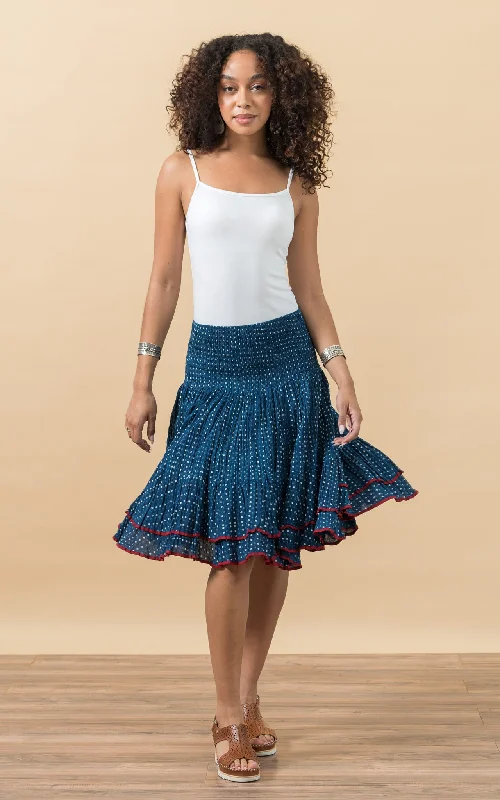 Polka dot party dress-Macarena Skirt, Mini, Indigo Dot