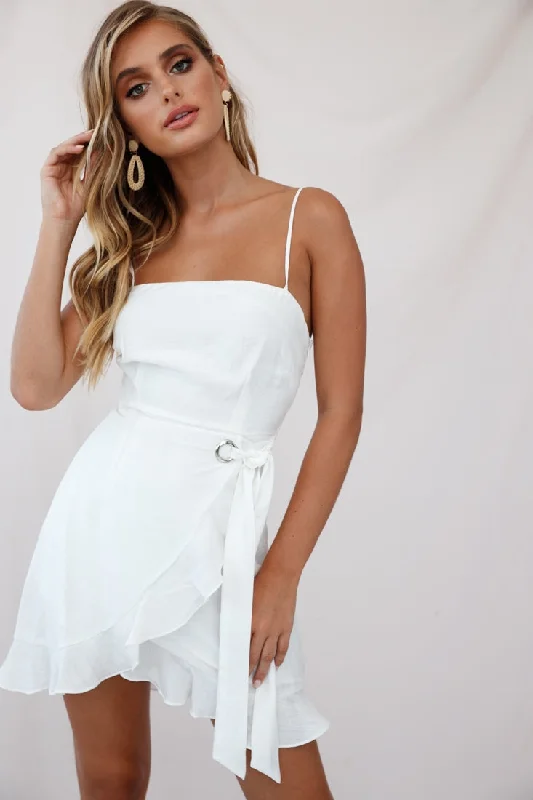 Ruched midi dress-Pepita Cami Strap Wrap Dress White