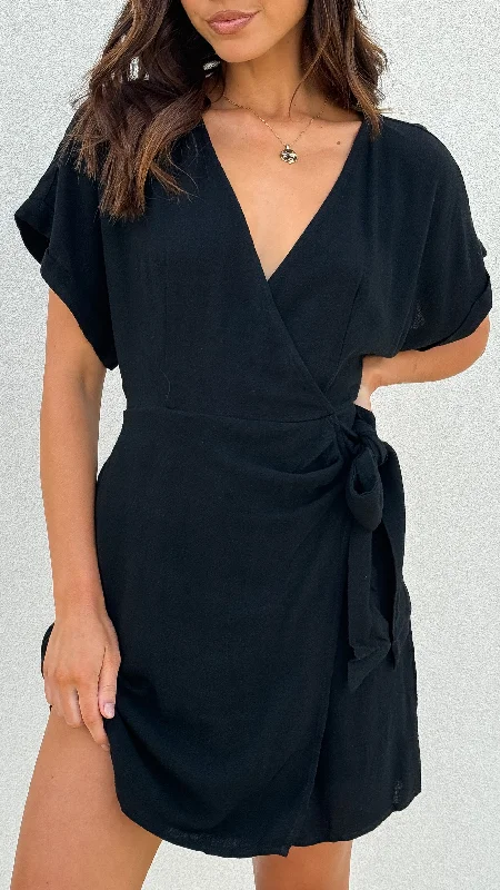 One-shoulder party dress-Rae Mini Dress - Black