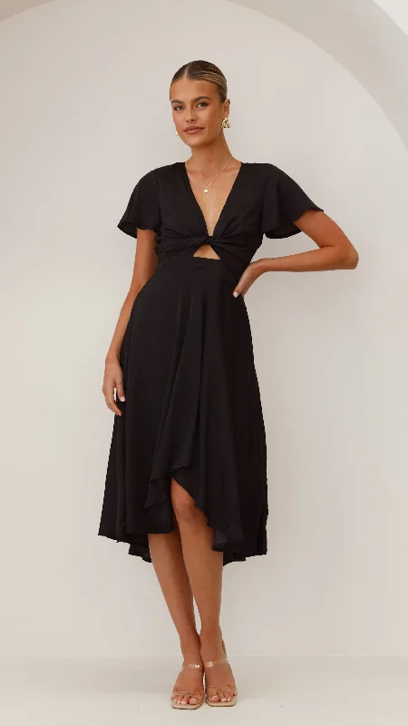 Velvet midi dress-Sunny Daze Dress - Black