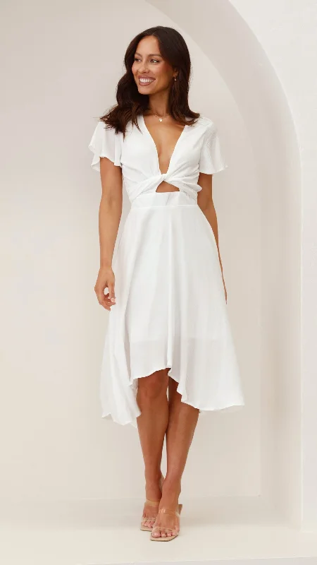 Fringe evening dress-Sunny Daze Dress - White