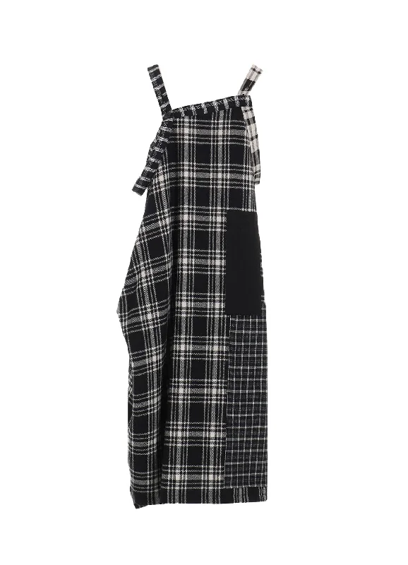 One-shoulder midi dress-MULTI PLAID SHOULDER STRAP DRESS