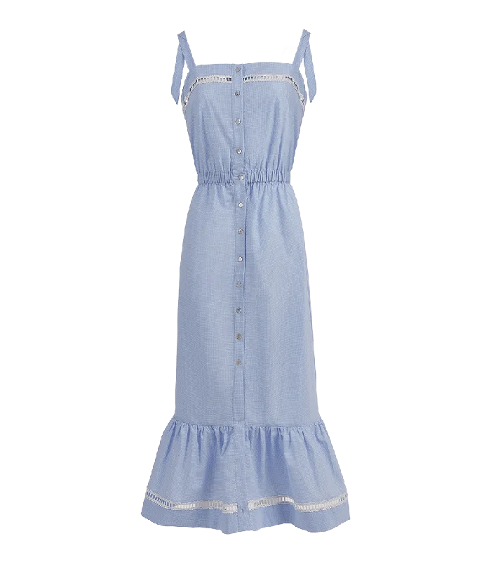 Smocked prom dress-Abia Poplin Long Dress