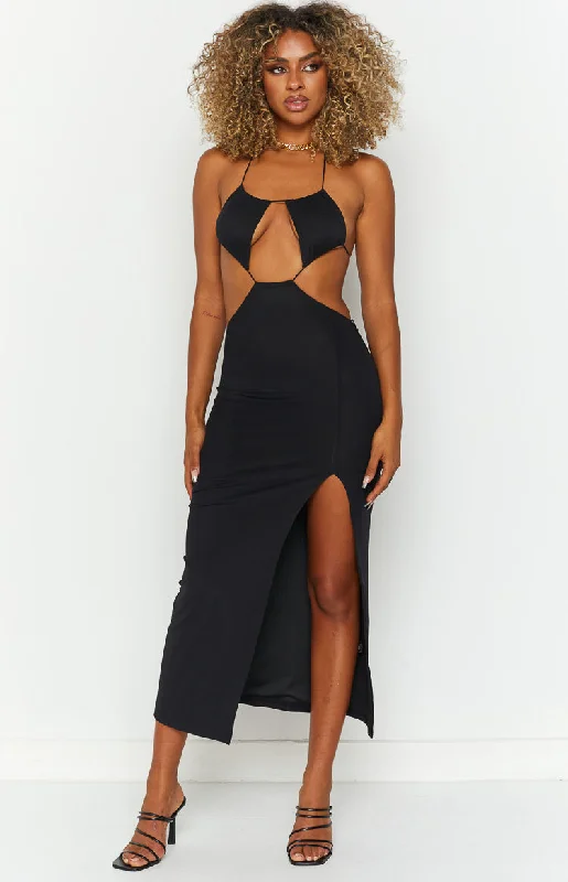 Glitter sundress-Adelita Black Midi Dress