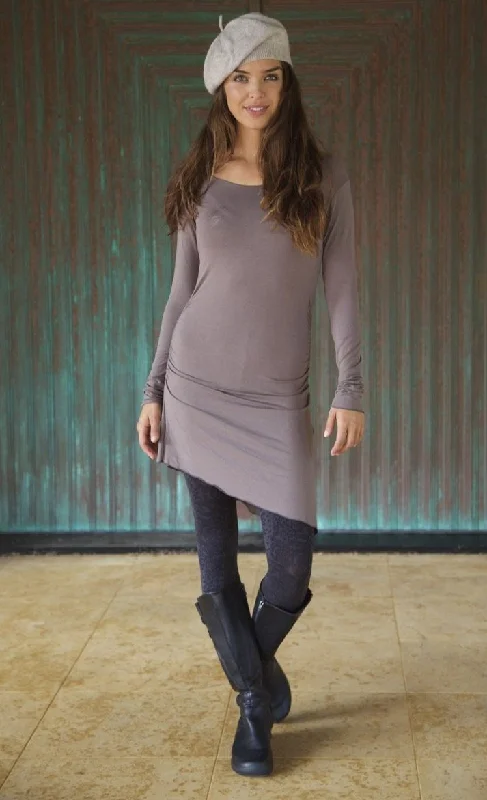 Tiered cocktail dress-ASYMMETRICAL TUNIC WITH LONG SLEEVES