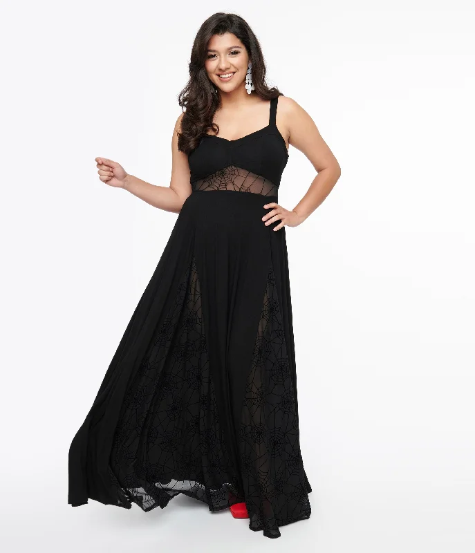 Glitter evening dress-Black Arachnophobia Maxi Dress