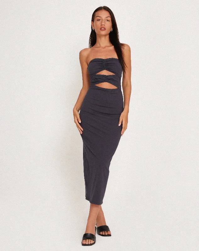 Velvet wrap dress-Dayuna Bandeau Midi Dress in Ocean Storm