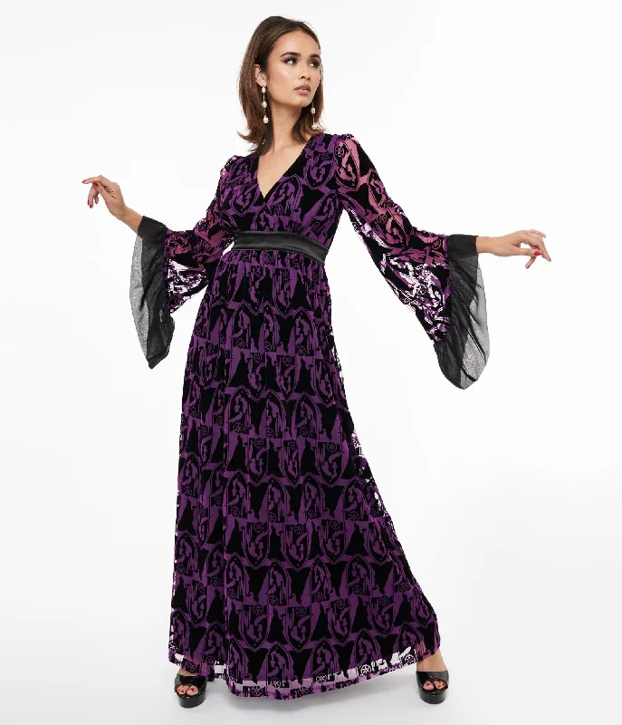 White eyelet dress-Disney Princess collection by Unique Vintage Purple & Black Velvet Burnout Maleficent Print Maxi Dress