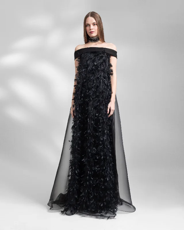 Lace cocktail dress-Feather Flared Dress