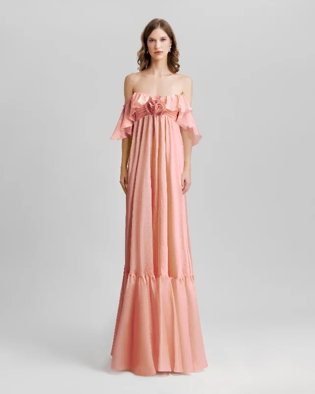 Off-shoulder prom dress-Off-The-Shoulders Flowy Dress