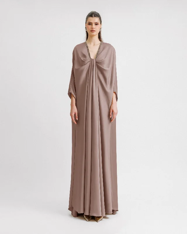 Flowy beach dress-Taupe Kaftan