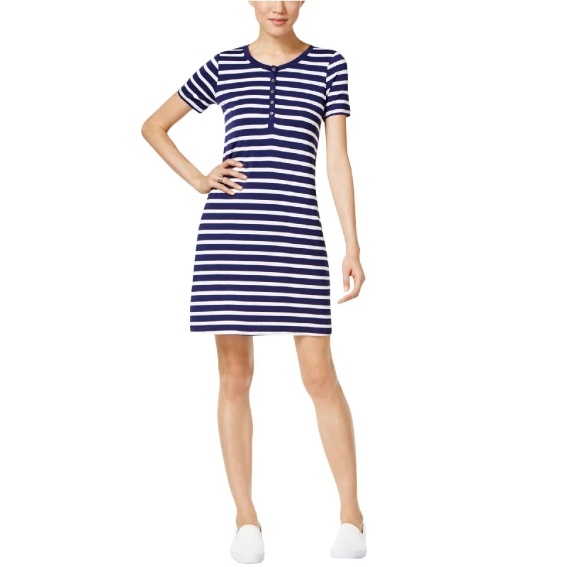 Short sleeve sundress-G.H. Bass & Co. Womens Striped Shirt Dress, Blue, XX-Large