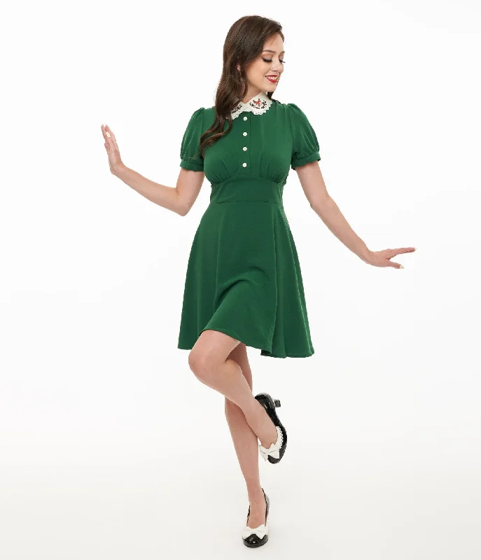 Fringe midi dress-Hell Bunny 1950s Green Basil Fox Mini Dress