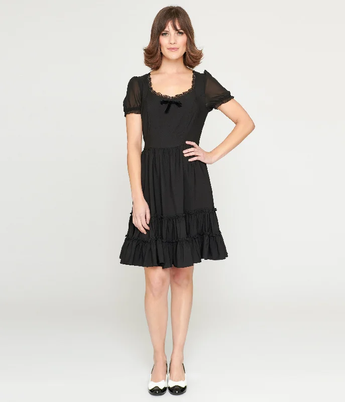 Tiered prom dress-Hell Bunny Black Annette Mini Dress