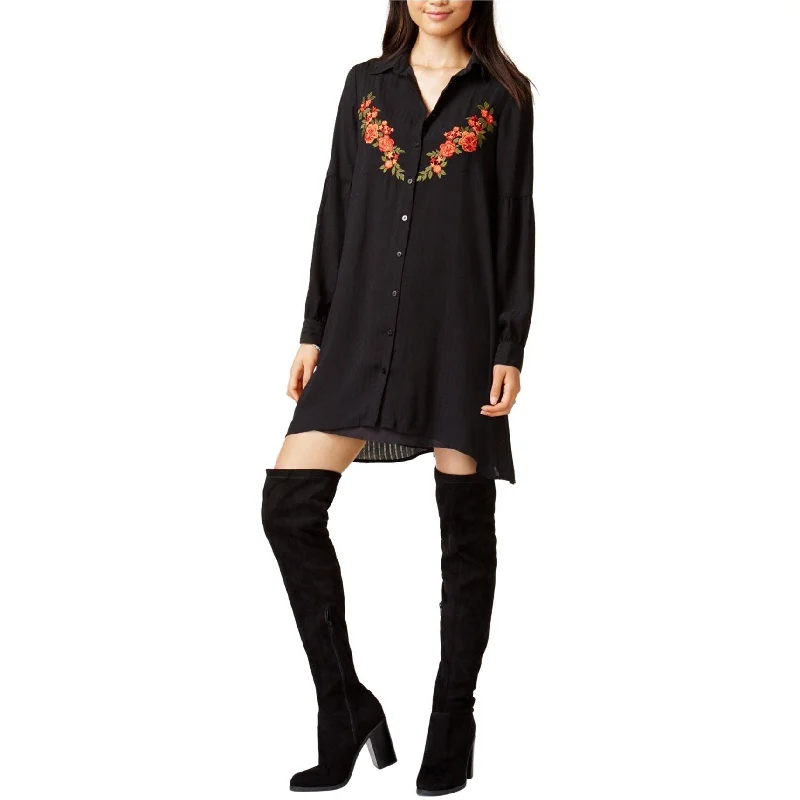 Velvet evening dress-Jack Womens Spense Embroidered A-Line Shirt Dress