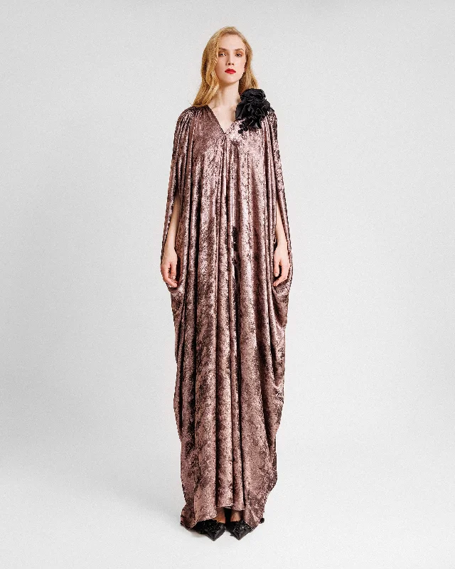 Belted shirt dress-Loose-Cut Shimmer Kaftan