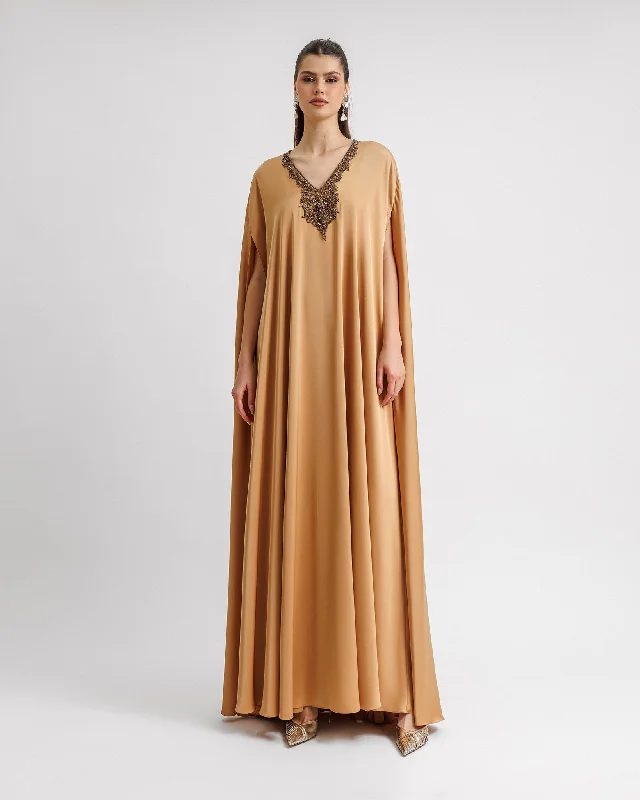 One-shoulder prom dress-V-neckline Kaftan