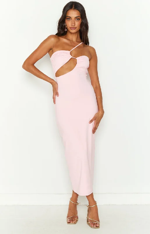 Off-shoulder maxi dress-Koopyr Pink Midi Dress