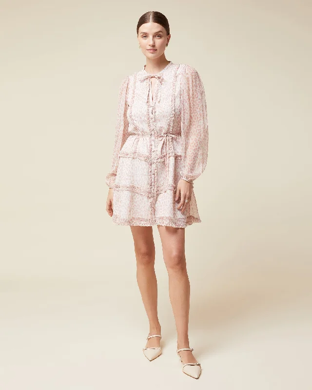 Casual cotton dress-Lace Sleeve Ruffle Mini Dress