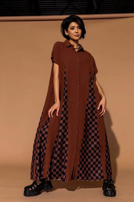 Velvet maxi dress-California Cool Oversized Maxi Dress in Brown