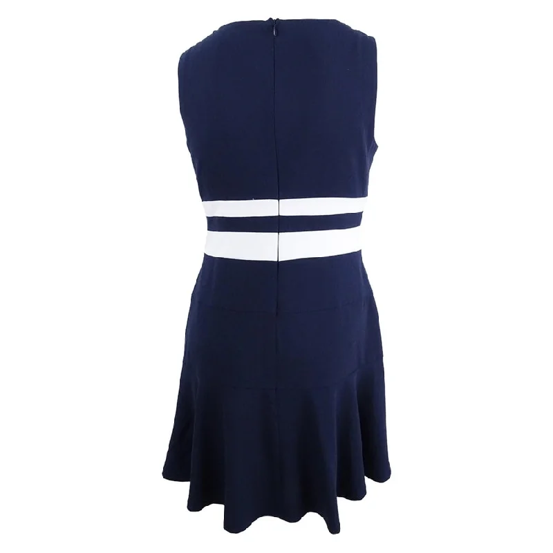 Ruffled maxi dress-Lauren by Ralph Lauren Women's Striped Fit & Flare Dress (12, Navy/White)