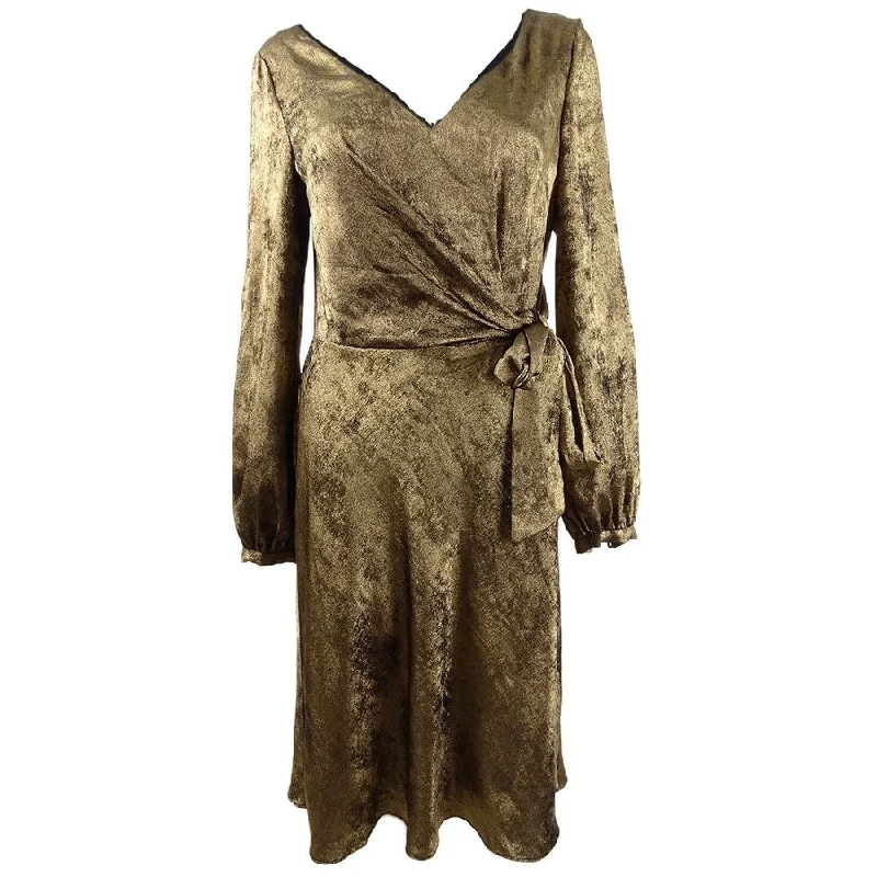 Velvet cocktail dress-Lauren Ralph Lauren Women's Faux-Wrap Sateen Dress