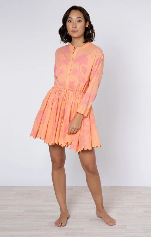 Short sleeve cocktail dress-Long Sleeve Beach Dress Majorelle Print Peach Pink