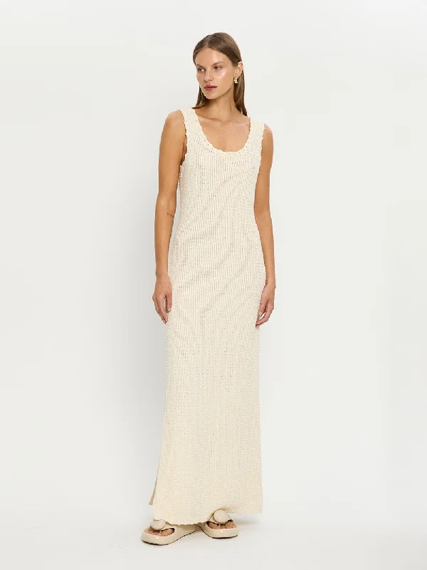 Glitter sundress-Martina Maxi Knit Dress - Cream