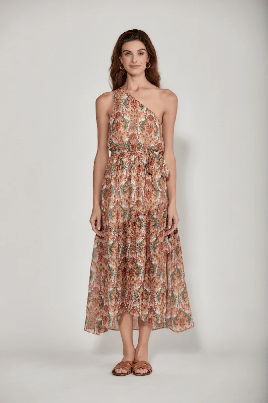 Tiered sundress-Molly Bracken One Shoulder Paisley Maxi Dress