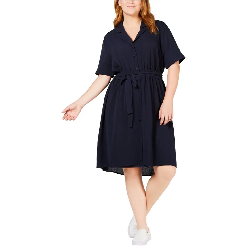 Backless formal dress-Monteau Womens Belted Shirt Dress