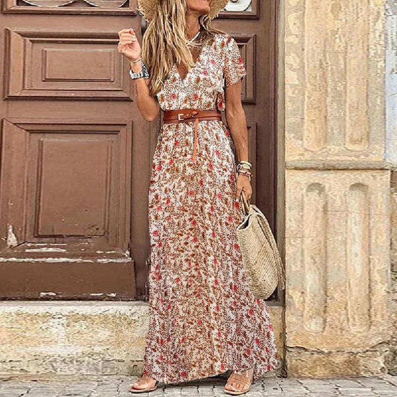 Silver shimmer dress-BerriesJam - 2024 Paisley Large Hem Beach Dress with Belt