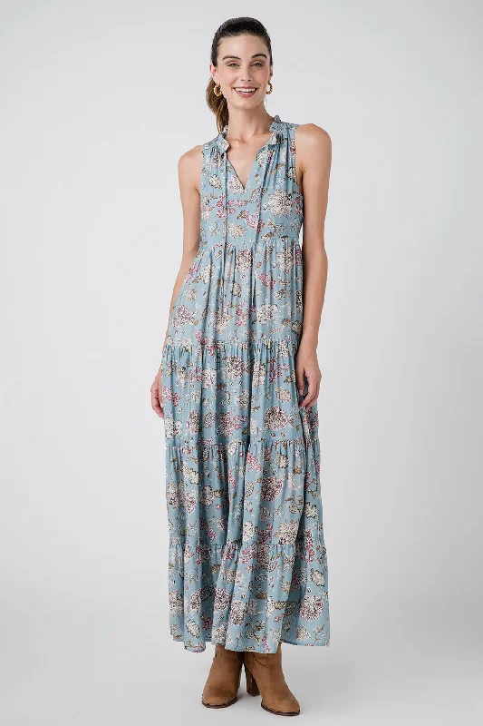 Floral evening dress-Pinch Sleeveless Tiered Maxi Dress