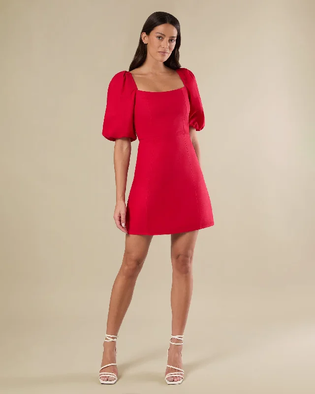 Smocked prom dress-Puff Sleeve Linen Mini Dress