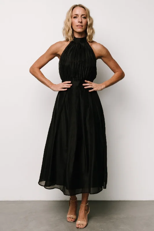 One-shoulder prom dress-Rheise Pleated Top Dress | Black