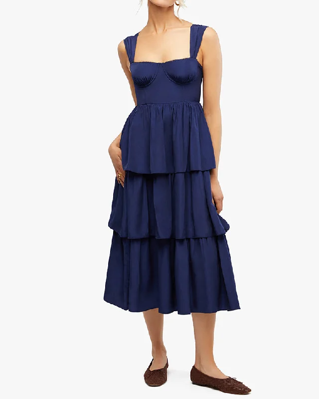 High-low prom dress-Corset Maxi Dress | Navy