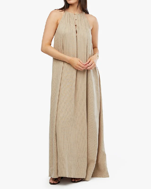 Polka dot maxi dress-Flowy A-line Maxi Dress | Safari