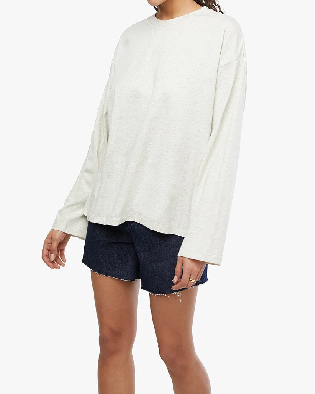 Lace cocktail dress-Long Sleeve Boxy Shirt | Heather Grey