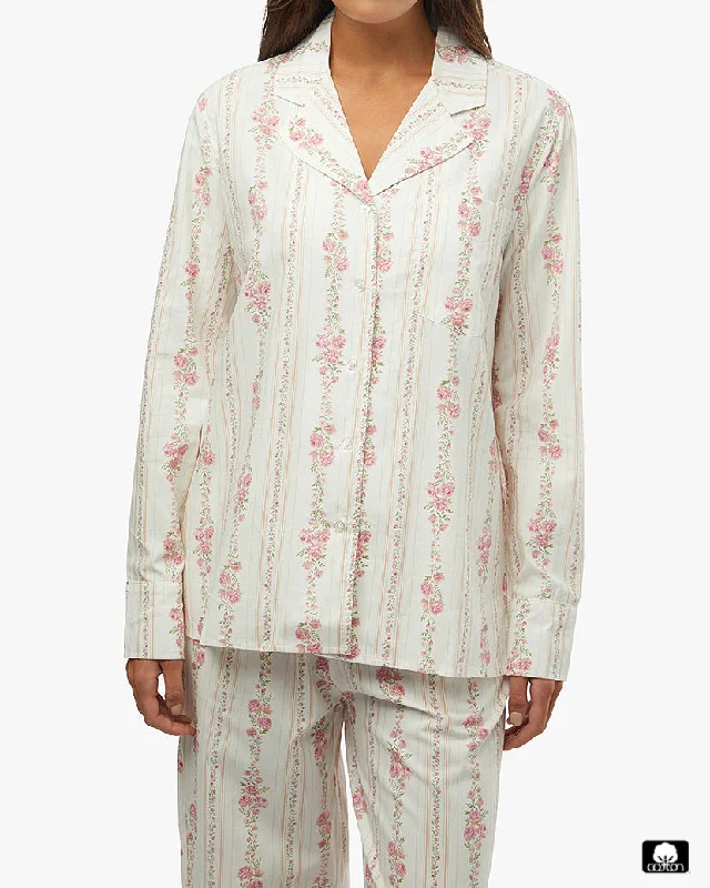 Polka dot sundress-Long Sleeve Pajama Top | Ivory